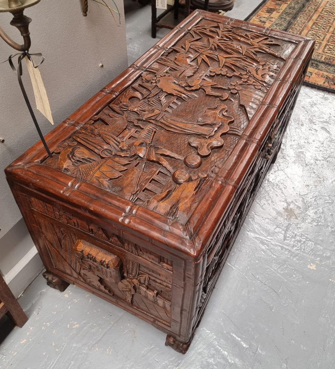 Impressive Carved Camphor Wood Chest