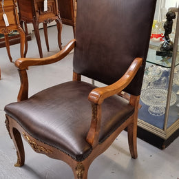 Grand French Oak Louis XV Style Newly Upholstered Desk Chair