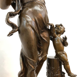 Rare "Adolphe Mougin", Figural Clock ‘La Terre‘ with World Globe
