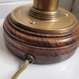 Stunning Art Deco Brass Copper Table Lamp With Beautiful Stepped Glass Shade