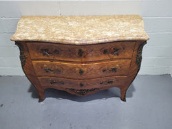 French Three Drawer Marquetry Inlaid Marble Top Commode | Antique & Vintage | Moonee Ponds Antiques | Australia Wide Delivery