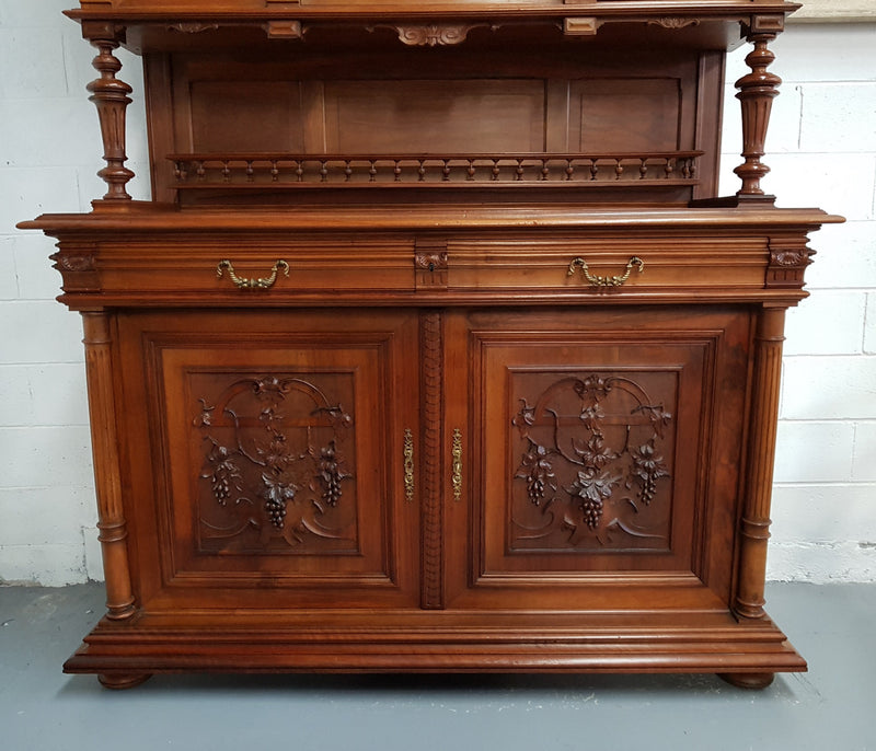 French Walnut Henry II Style Sideboard/Buffet With Superb Carving