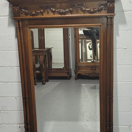 Nicely Carved Walnut Mantle Mirror
