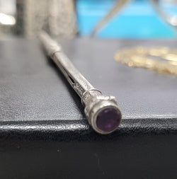 Interesting Sterling Silver & Amethyst Propelling & Extending Pencil | Antique & Vintage | Moonee Ponds Antiques | Australia Wide Delivery