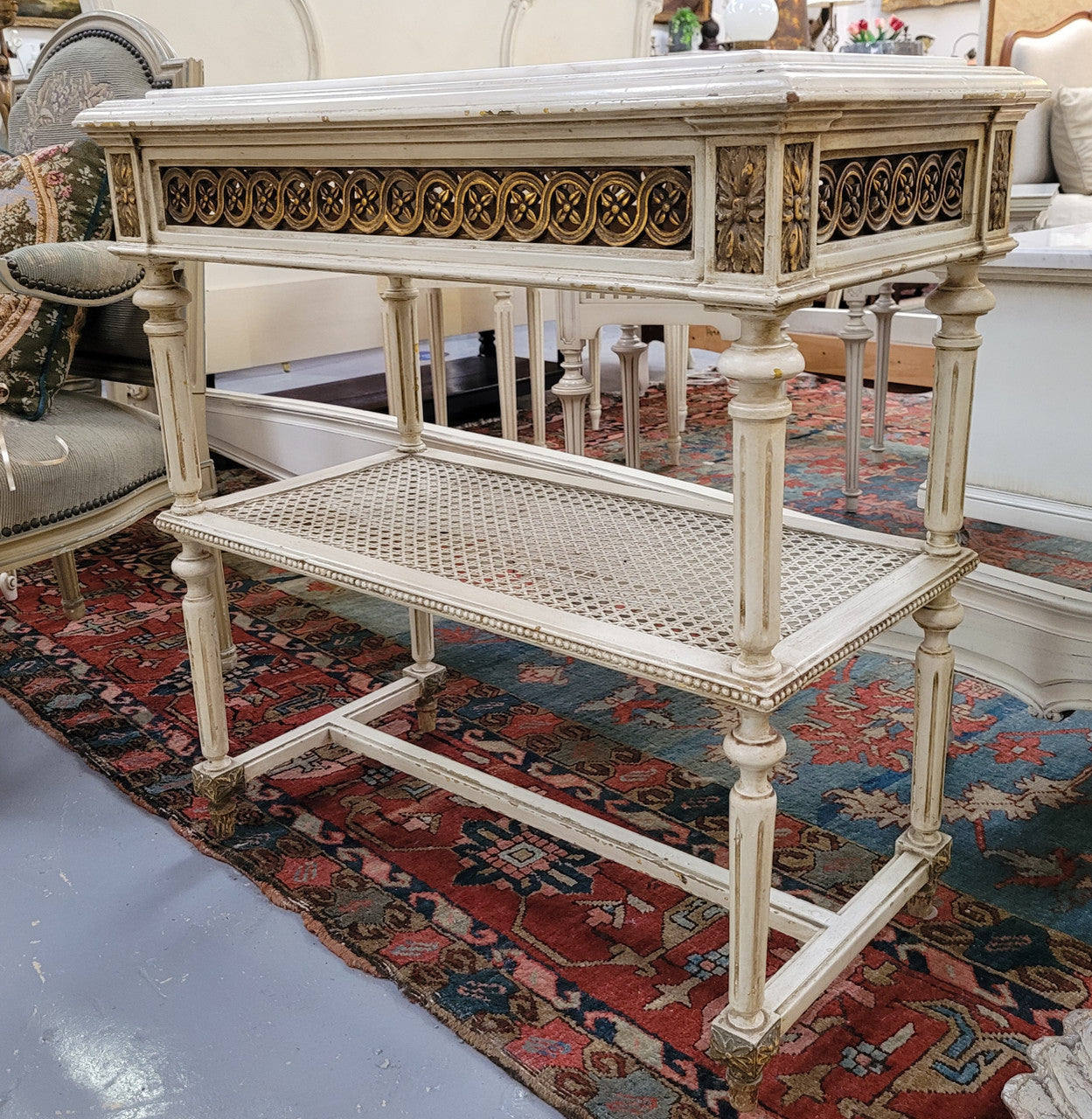 Painted French Louis XVI Style Marble Top Console Table | Antique & Vintage | Moonee Ponds Antiques | Australia Wide Delivery