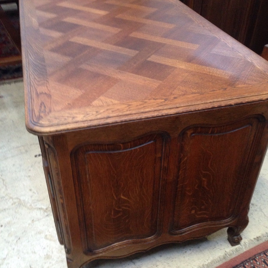 French Parquetry Top Oak Desk