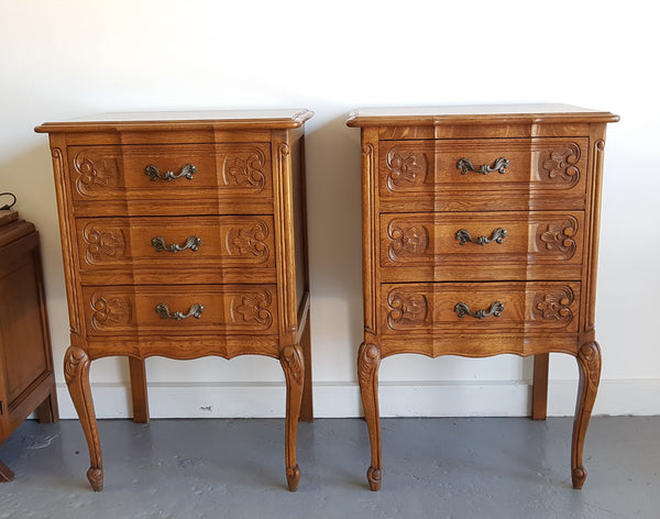 Pair Of French Provincial Oak Chest Bedsides