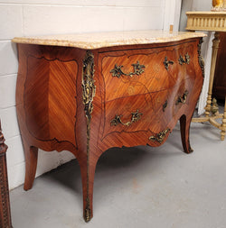 ** ON HOLD** Louis XV Style Two Drawer Marquetry Inlaid Kingwood Marble Top Commode | Antique & Vintage | Moonee Ponds Antiques | Australia Wide Delivery