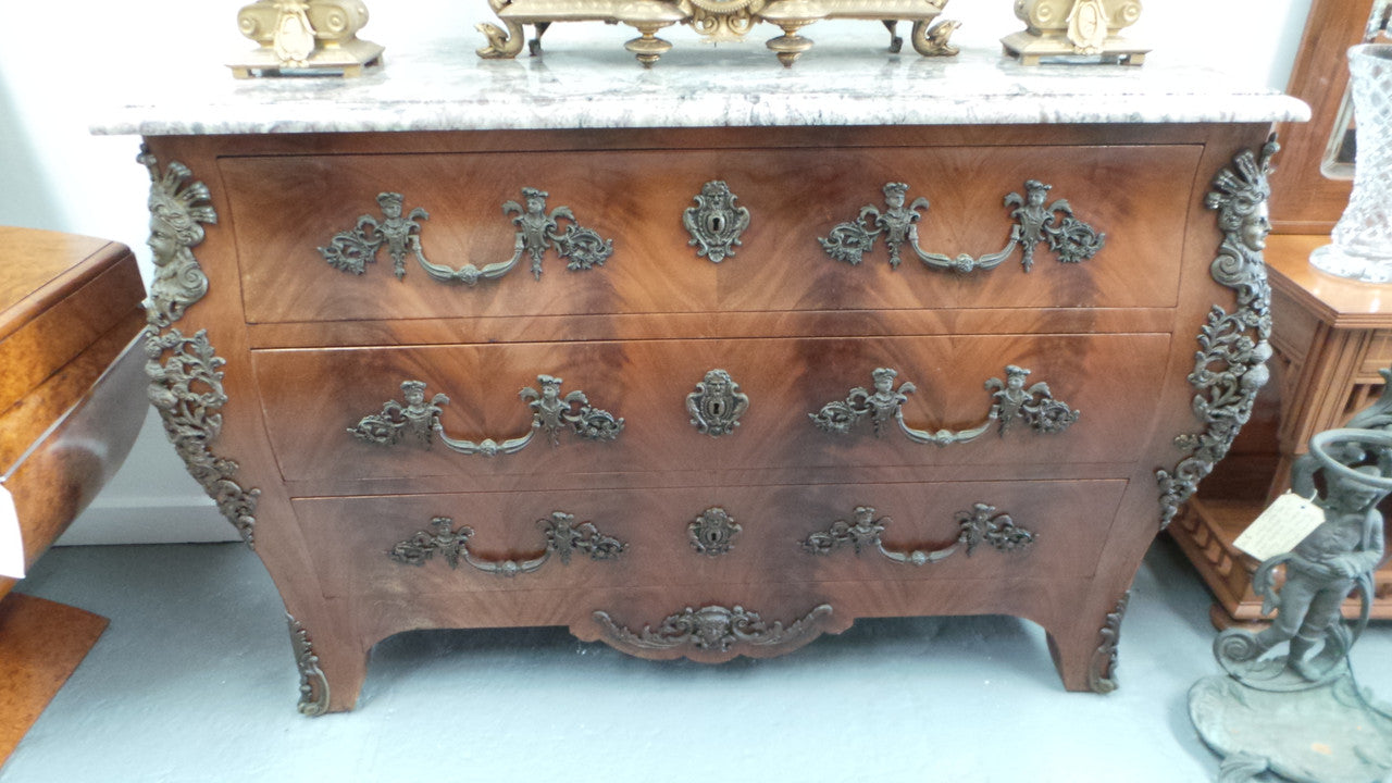 A Grand French Louis XV Style Flame Mahogany Commode | Antique & Vintage | Moonee Ponds Antiques | Australia Wide Delivery