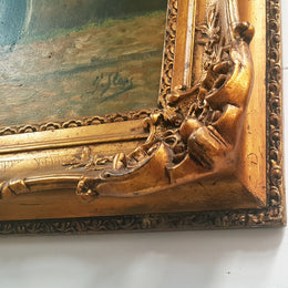 A sensational Antique 19th century oil on canvas painting signed by English artist G.Staps, in a beautiful carved gilt frame and is in good original condition.