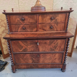 Rare Georgian Flame Mahogany Miniature Chest on Chest