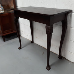 Chippendale style Edwardian Oak side table. In good original condition. Circa 1900.