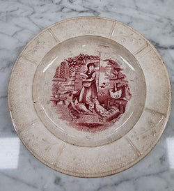 Pink & Cream Staffordshire Childs Plate | Antique & Vintage | Moonee Ponds Antiques | Australia Wide Delivery