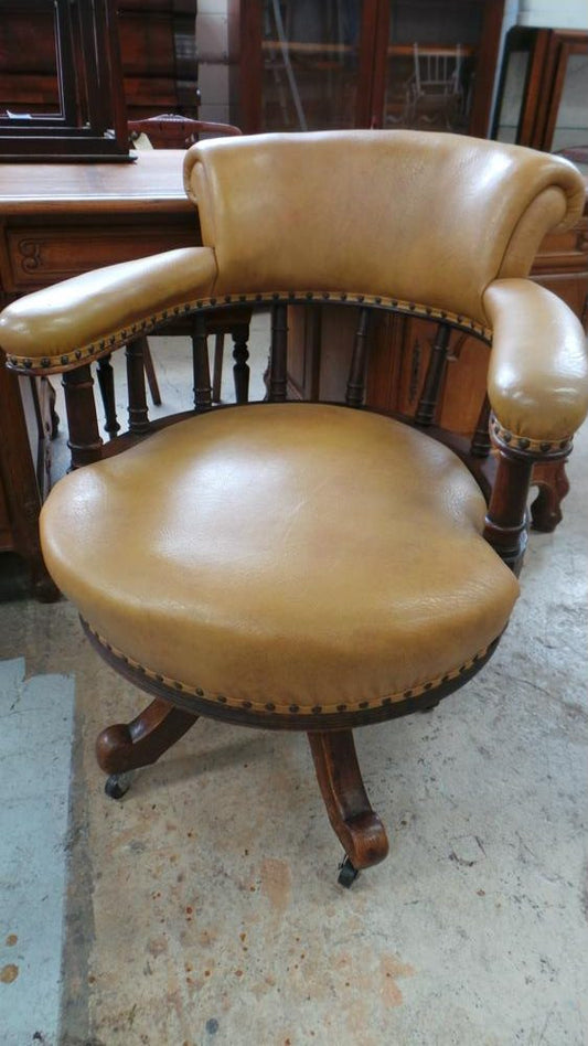 Large Antique Mahogany Desk Arm Chair
