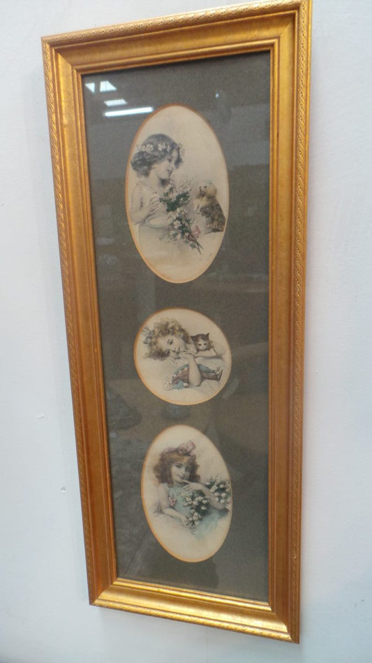 Framed Set of Three Lithograph Pictures
