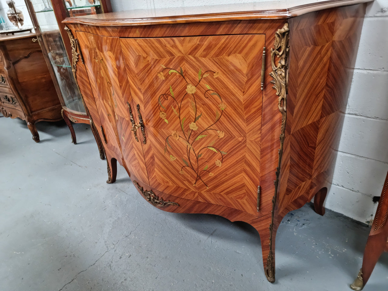 Louis XV Style Kingwood Marquetry Inlay Cabinet | Antique & Vintage | Moonee Ponds Antiques | Australia Wide Delivery