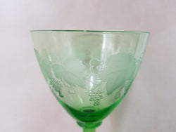 Green Etched Goblet | Antique & Vintage | Moonee Ponds Antiques | Australia Wide Delivery