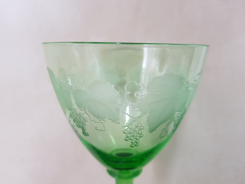 Green Etched Goblet