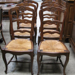 Set of 6 Solid French Oak Chairs-2