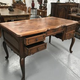 Parquetry Top Five Drawer desk