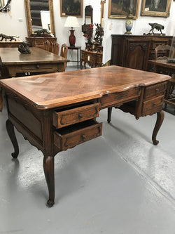 Parquetry Top Five Drawer desk | Antique & Vintage | Moonee Ponds Antiques | Australia Wide Delivery