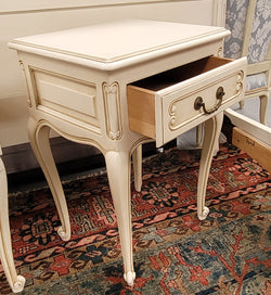 Pair French Vintage Louis XV Style Painted Soft Ivory Single Drawer Bedside Tables | Antique & Vintage | Moonee Ponds Antiques | Australia Wide Delivery