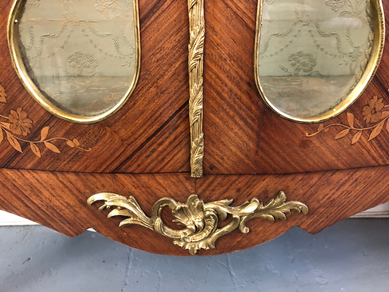 19th Century Ornate French Walnut Marquetry Inlay Display Cabinet | Antique & Vintage | Moonee Ponds Antiques | Australia Wide Delivery