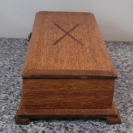 Vintage Silky Oak and Cedar jewellery box with red velvet lining. It is in good original condition, please view photos as they help form part of the description.