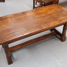 French Oak Refectory style coffee table. Amazing patina and is in good original detailed condition.