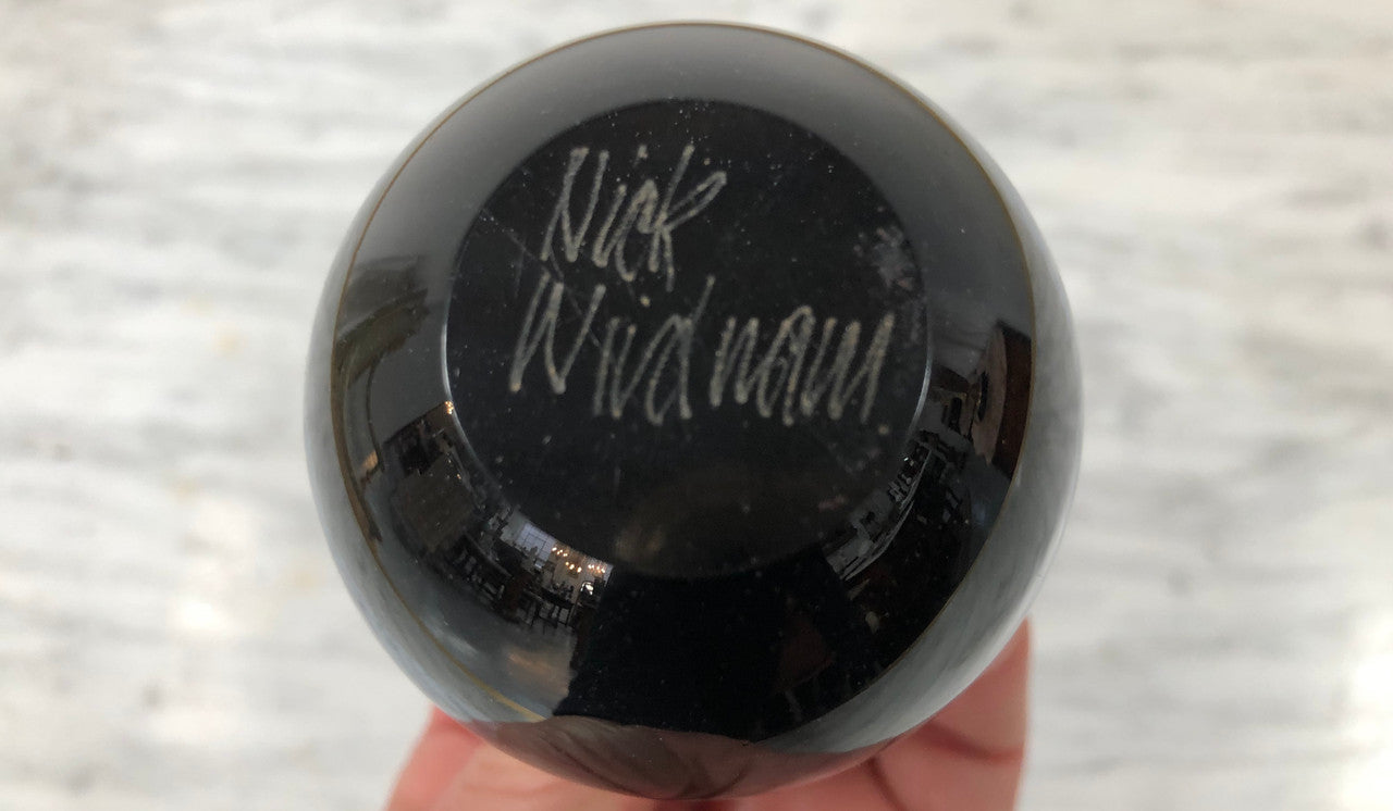Nick Wirdnam Round Black & Gold Art Glass Scent Bottle | Antique & Vintage | Moonee Ponds Antiques | Australia Wide