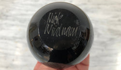 Nick Wirdnam Round Black & Gold Art Glass Scent Bottle | Antique & Vintage | Moonee Ponds Antiques | Australia Wide Delivery