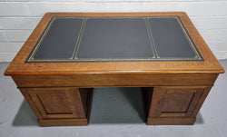 American Oak Full Partners Leather Top Desk | Antique & Vintage | Moonee Ponds Antiques | Australia Wide Delivery