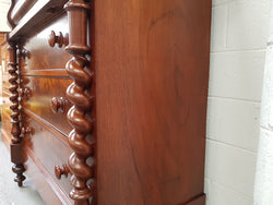 Victorian Flame Mahogany Tallboy With Barley Twist Supports | Antique & Vintage | Moonee Ponds Antiques | Australia Wide Delivery