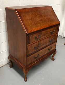 Chippendale Style Walnut & Burr Walnut Writing Bureau | Antique & Vintage | Moonee Ponds Antiques | Australia Wide Delivery