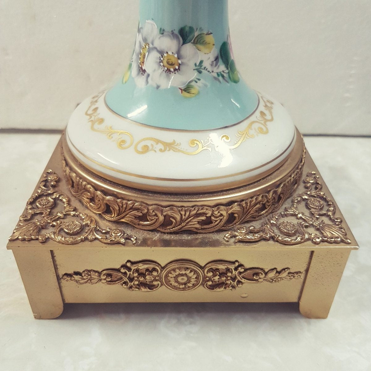 French White and Turquoise Ace Decor De Paris Porcelain Vase