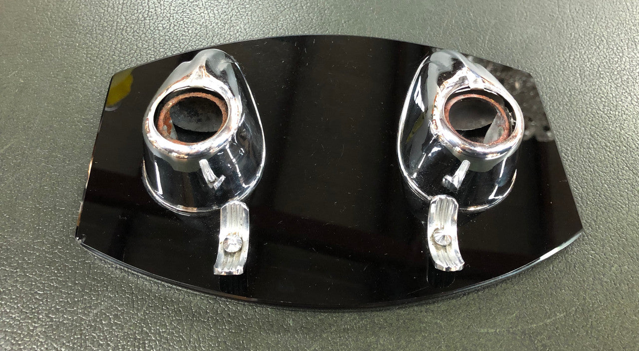 Art Deco Black Glass & Chrome Dual Ink Well | Antique & Vintage | Moonee Ponds Antiques | Australia Wide Delivery