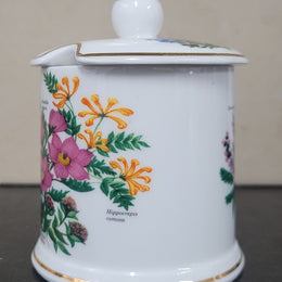 Fortnum & Mason Piccadilly London England floral decorated covered honey/jam pot. It is in good original condition with no chips or cracks, please view photos as they help form part of the description.