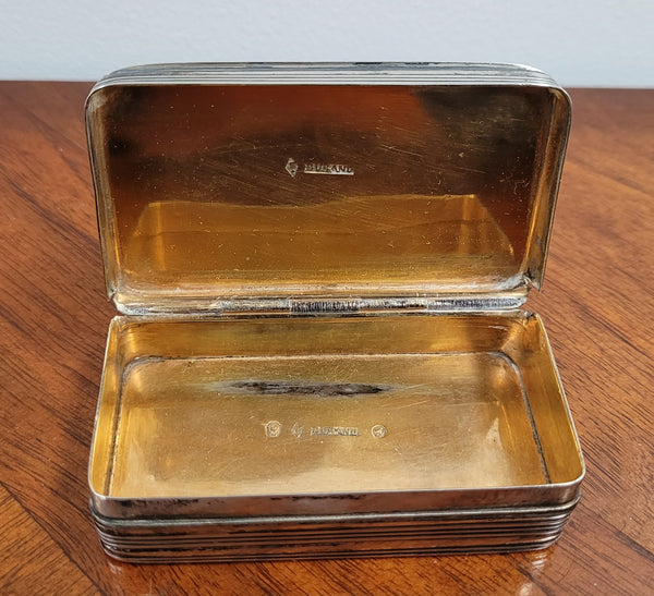 Rare Hallmarked French Snuff Box. Silver and Silver Gilt. Hallmarked and Makers Mark “Burano” 1809 – 1819.