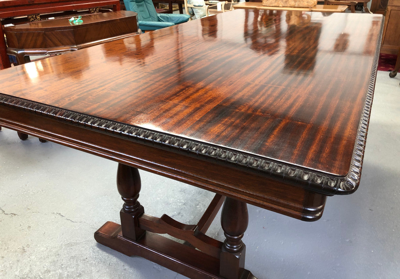 Mahogany Tudor Style Dining Table With Carved Edge | Antique & Vintage | Moonee Ponds Antiques | Australia Wide Delivery
