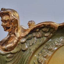 Large late Victorian English jardinière featuring three women figureheads. In good condition some loss to gilding on the figureheads, place view photos as they help form part of the description.