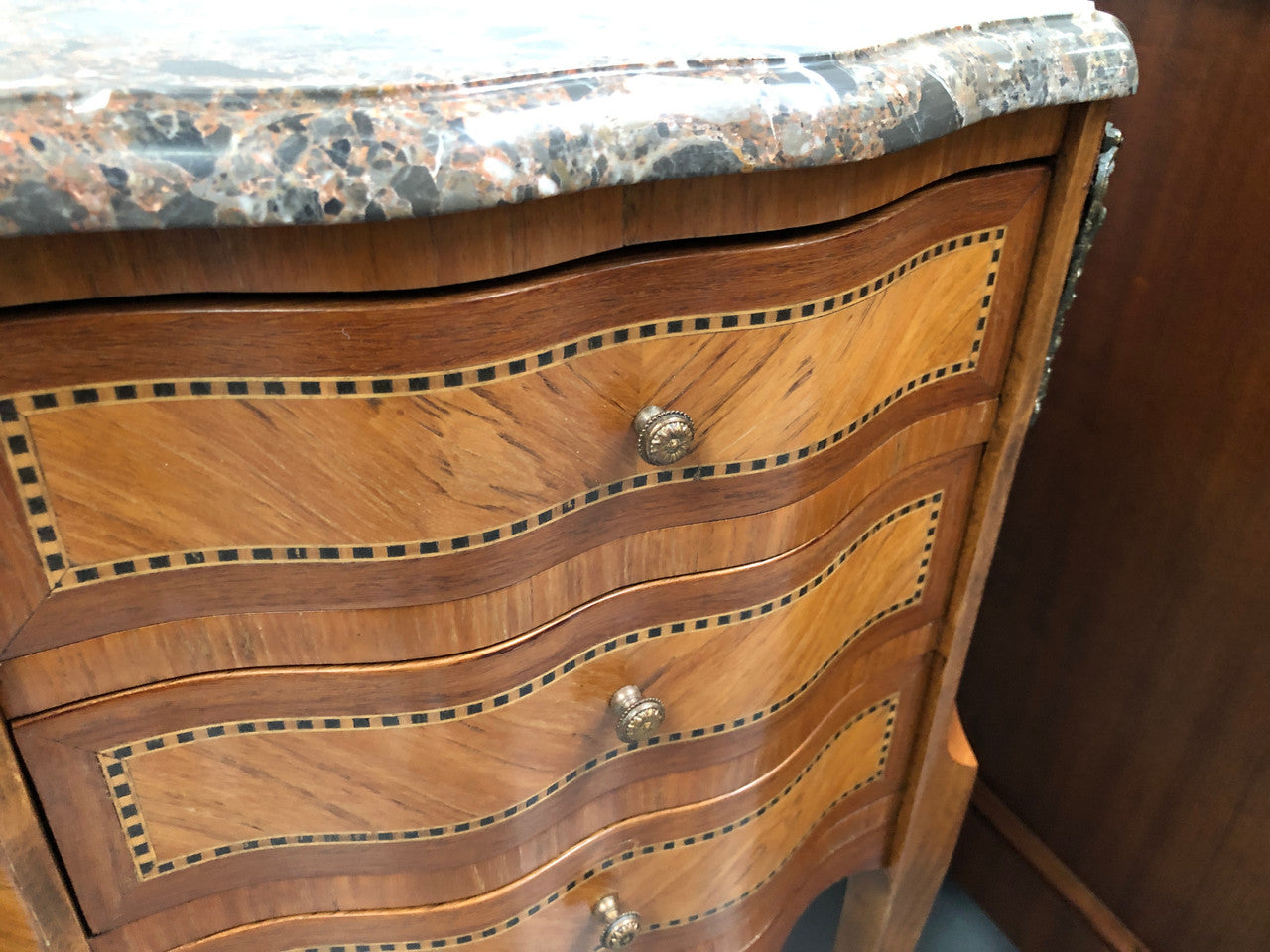 Single French Commode Marble Top Bedside With Ormolu Mounts | Antique & Vintage | Moonee Ponds Antiques | Australia Wide Delivery