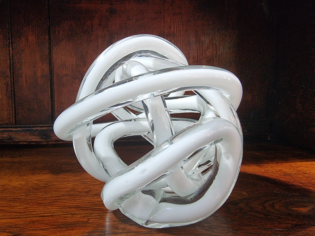 Italian Murano twisted glass circular knot sculpture. In good original condition with no damage.