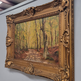 Amazing French signed oil on canvas painting of trees, it is framed in a lovely gilt frame. In good original condition. Please see photos as they form part of the description.