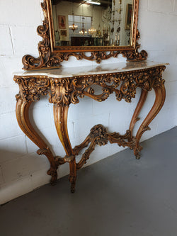 Louis XV Style Gilt Timber & Alabaster Top Console & Mirror | Antique & Vintage | Moonee Ponds Antiques | Australia Wide Delivery