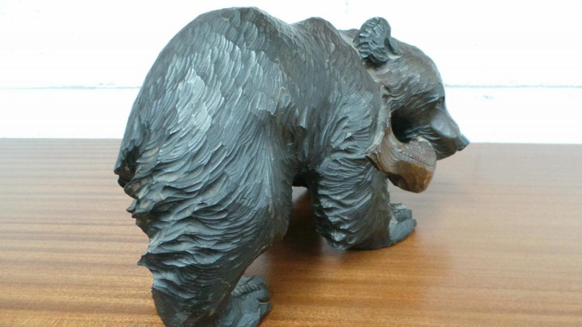 Japanese Hardwood Bear Statue