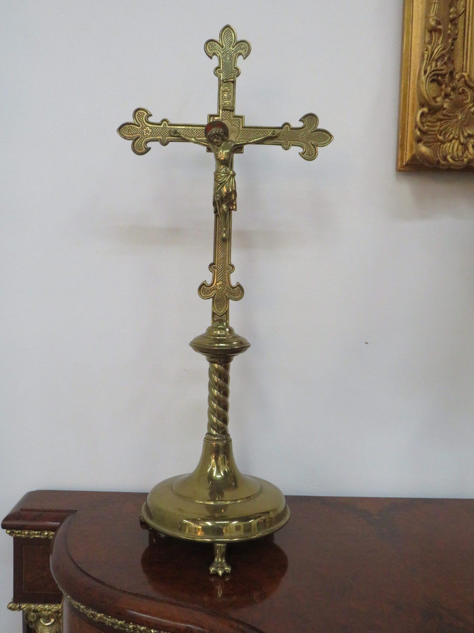 Antique French Brass Crucifix