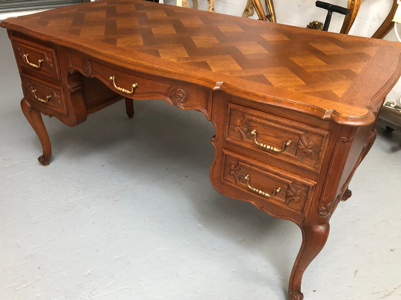 Lovely French oak Louis XVth style desk | Antique & Vintage | Moonee Ponds Antiques | Australia Wide Delivery