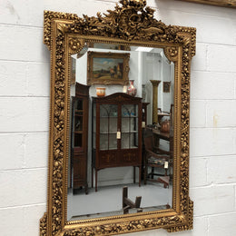 Antique French 19th Century Gilt & Floral Wall/Mantle Mirror