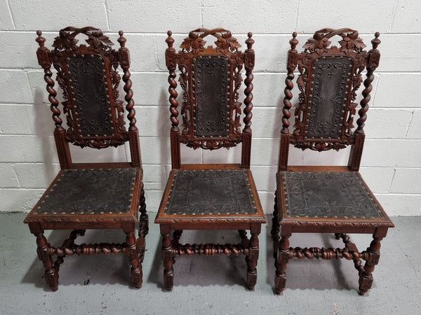 Stunning Set of Six Jacobean Revival Chairs