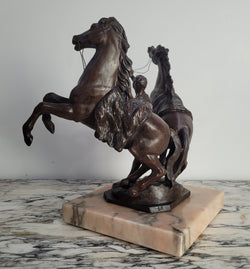 French Art Deco Cold Painted Bronze Metal Marley Horses Statue | Antique & Vintage | Moonee Ponds Antiques | Australia Wide Delivery